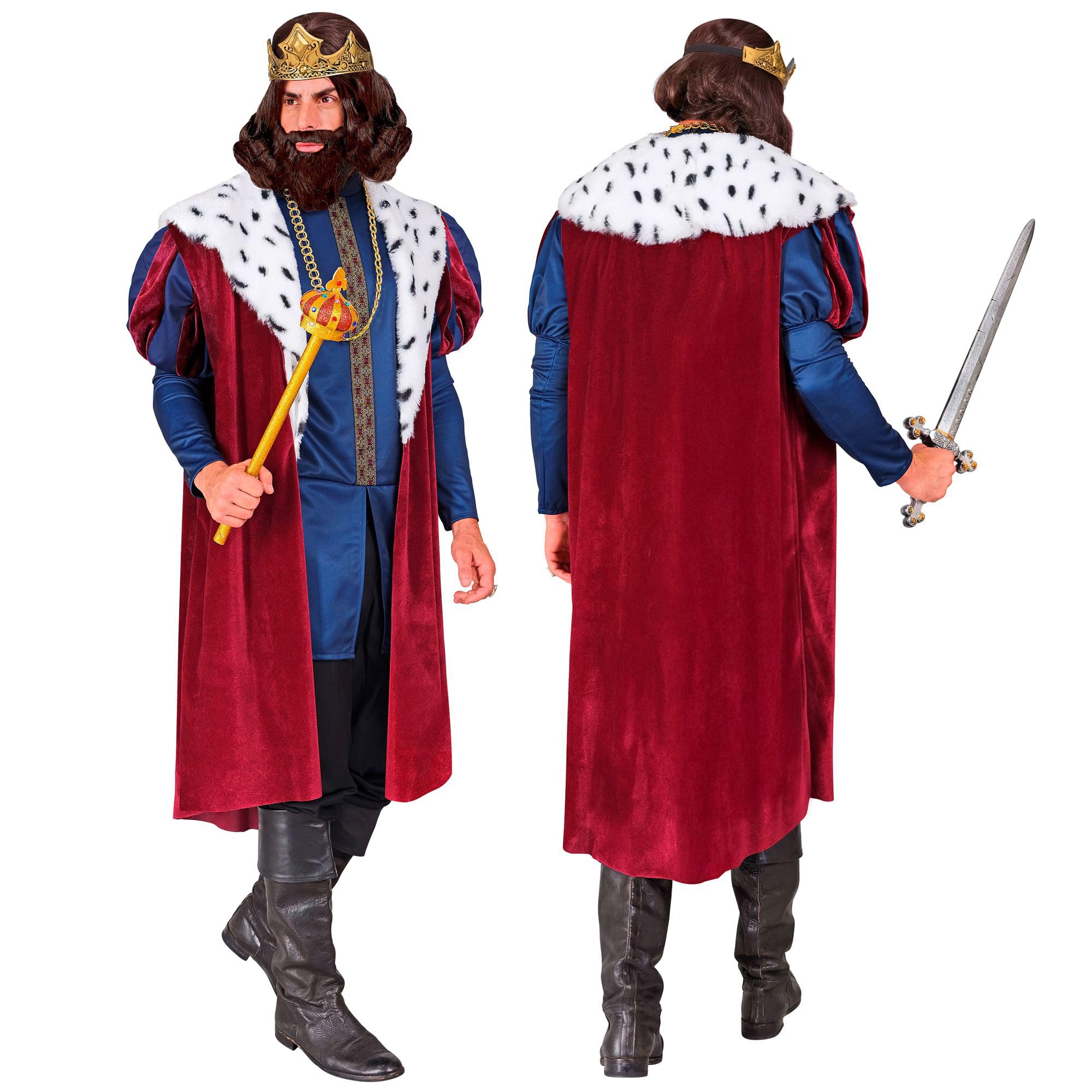 W WIDMANN MILANO Party Fashion - King Costume Set for Men 4 Pieces with Crown and Coat, for Carnival and Theatre - Image 4