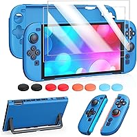 Vista 11 de FYOUNG Protective Case for Switch, Slim Hard Shell for Switch Accessories, Scratch&Shock Protection Cover with Screen Protector, 8 Thumb Grip(Clear