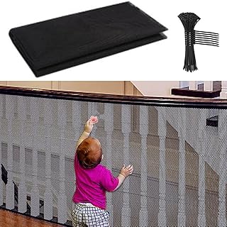 Banister Guard for Babies - 10ft L x 2.5ft H, Durable Balcony Safety Net, Protective Stair Mesh Guard Child Safety Net for Kids Baby Toys Pets, Easy to Install