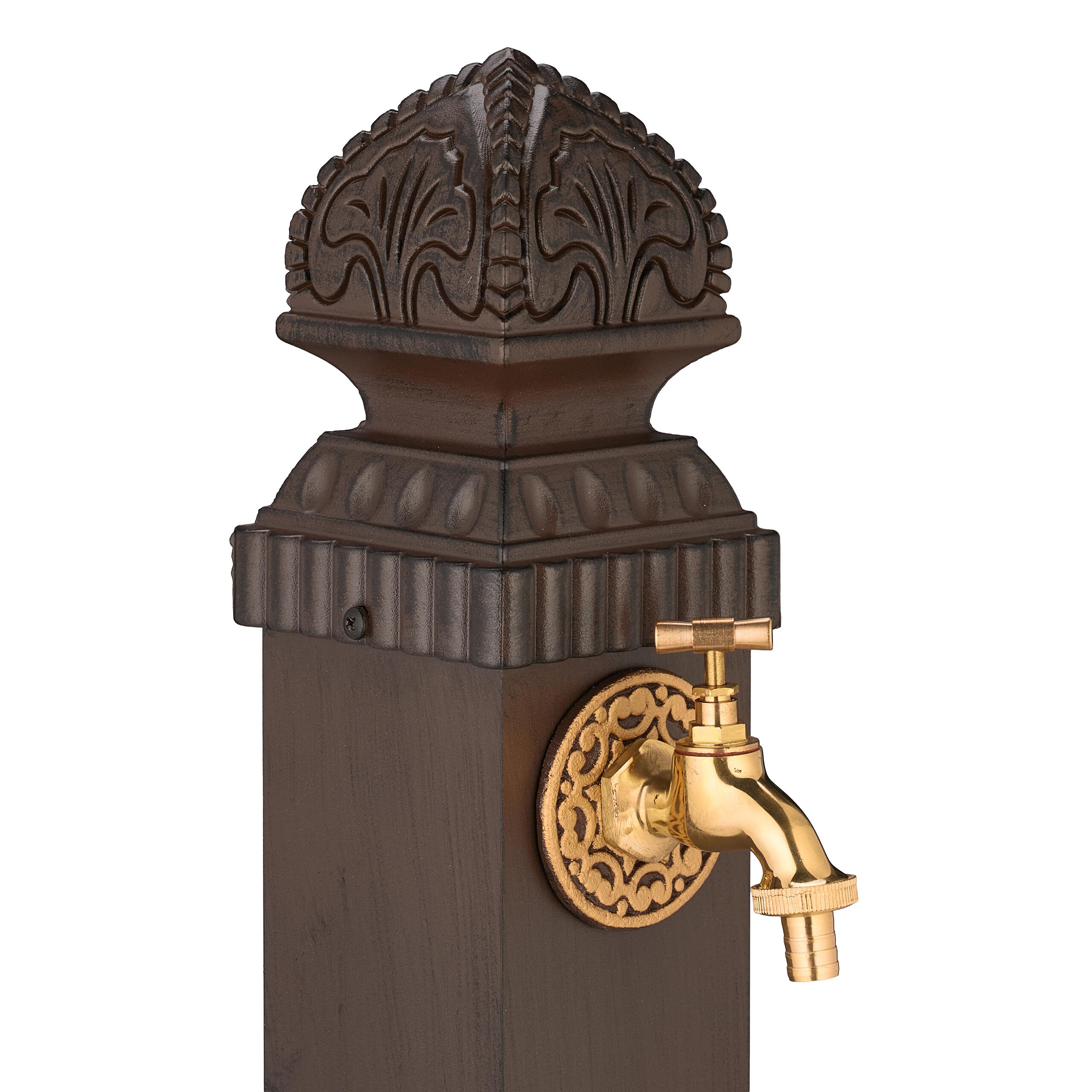 Relaxdays Fontaine extérieure pour Le Jardin ou la terrasse, Robinet, Design Antique, HxLxP 81 x 21 x 24,5 cm, Marron