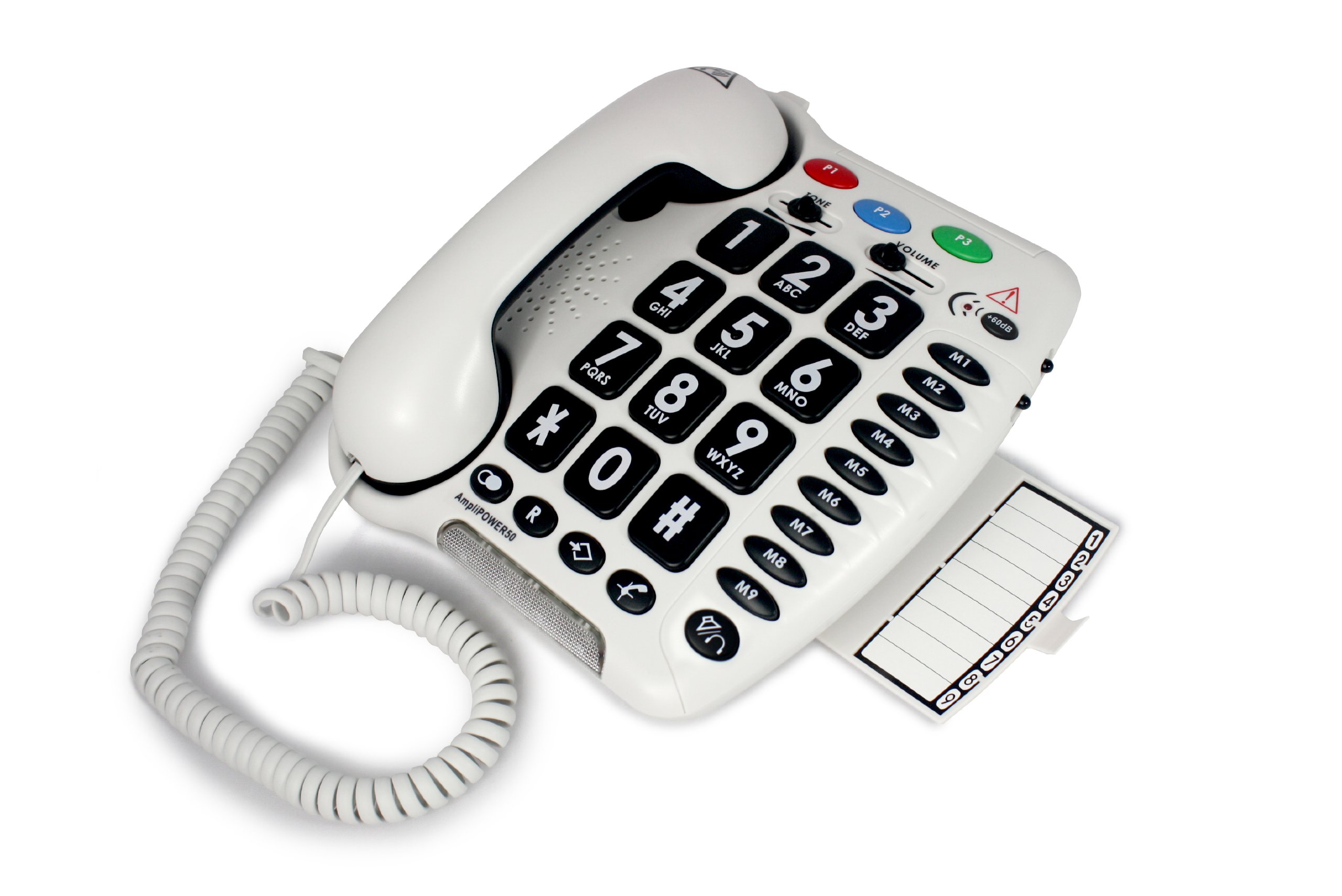 Geemarc Amplipower 50 - Teléfono Alámbrico con Volumen de Recepción Amplificado, Teclas Grandes y Timbre Potente - Ideal para Personas Mayores y con Discapacidad Auditiva - Versión ES