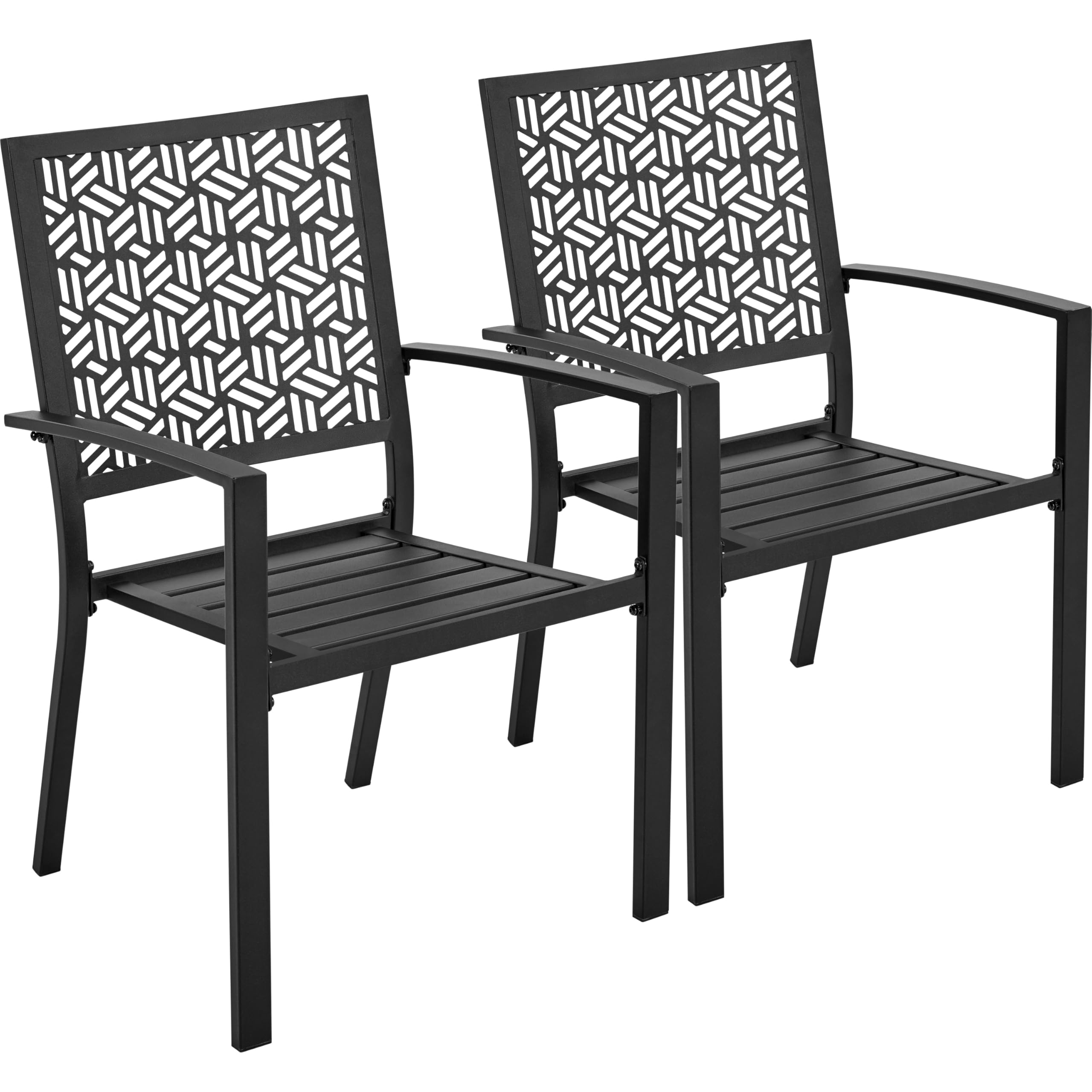 Yaheetech Lot de 2 Chaise de Jardin Chaises de Terrasse Extétieur Empilable en Métal Chaises de Salle à Manger 58 L×59,5 P×89 cm pour Patio Jardin Balcon Terrasse Noir
