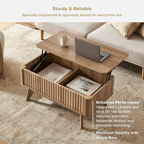 Miniatura 6 de Mopio - Mesa de centro Brooklyn, mesas de centro con parte superior elevada para sala de estar, de mediados de siglo, mesa central de estilo moderno