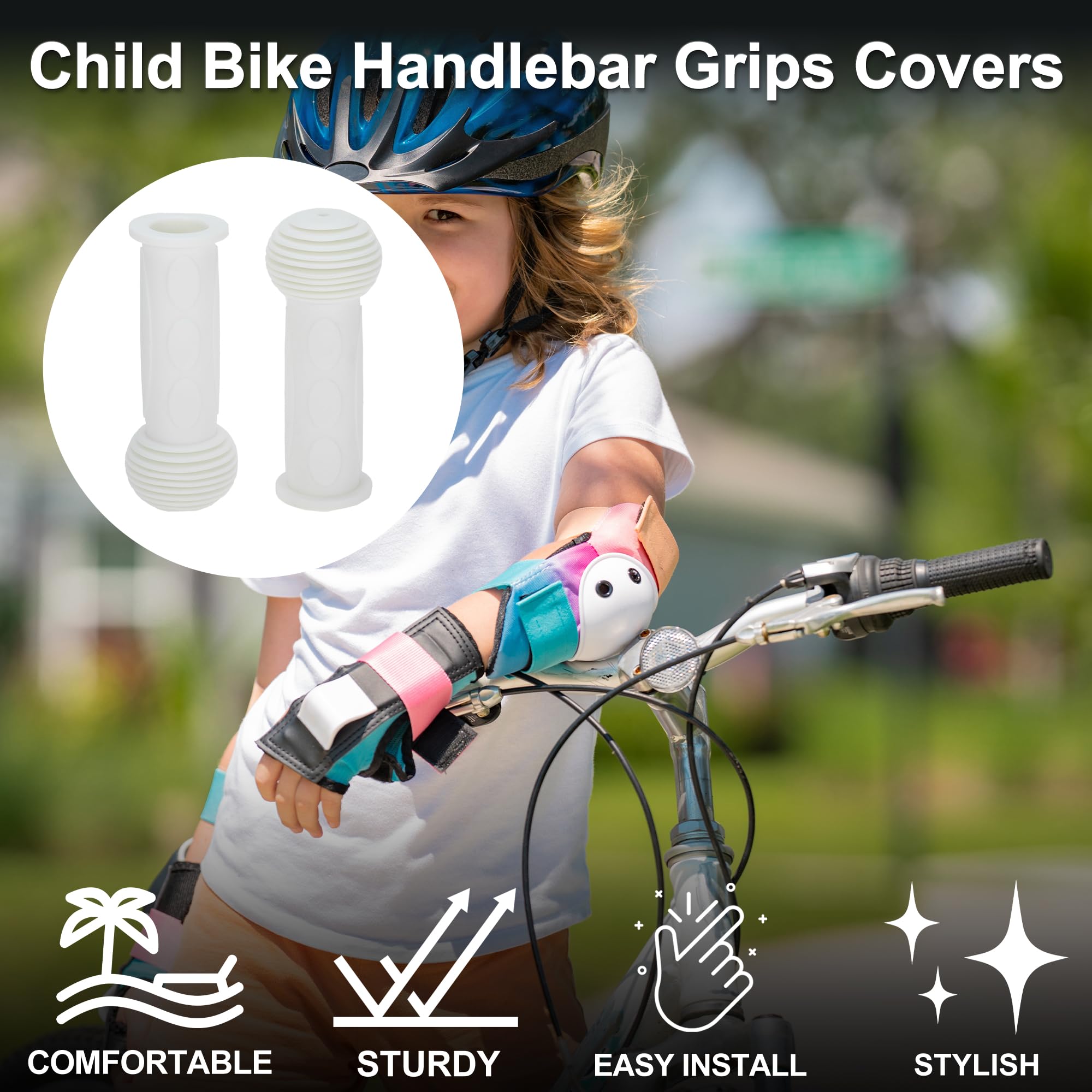 TUCKBOLD Child Bike Handlebar Grips Covers 110mm Long Soft, White - Image 2