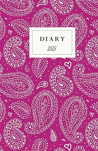 2025 A5 Week to View Diary: January 2025 to December 2025 Daily Planner Organiser with UK key dates and observance: Pink paisley design in hardback A5 lined 120 pages