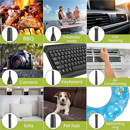 Miniatura 7 de KINDPMA - Plumero de aire comprimido eléctrico y aspiradora 2 en 1, 3 velocidades a 91000RPM7800mAh, plumero inalámbrico reemplaza latas de