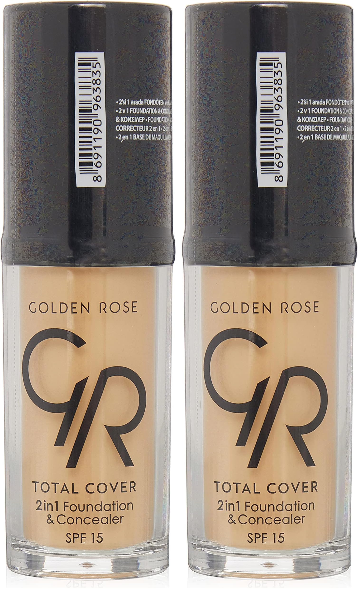 Golden Rose Total Cover 2 in 1 Foundation & Concealer Fondöten ve Kapatıcı No: 023 (2 paketi)