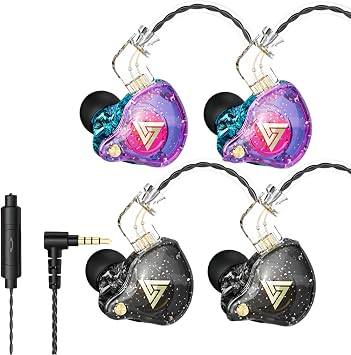 HJX QKZ AK6 Pro Wired IEM for Gaming Earbuds with MIC, in Ear Monitor Headphones, Deep Bass Sound, 1DD 10mm Dynamic Driver, IEM for Music Video Calling1PCS Black+1PCS Colorful