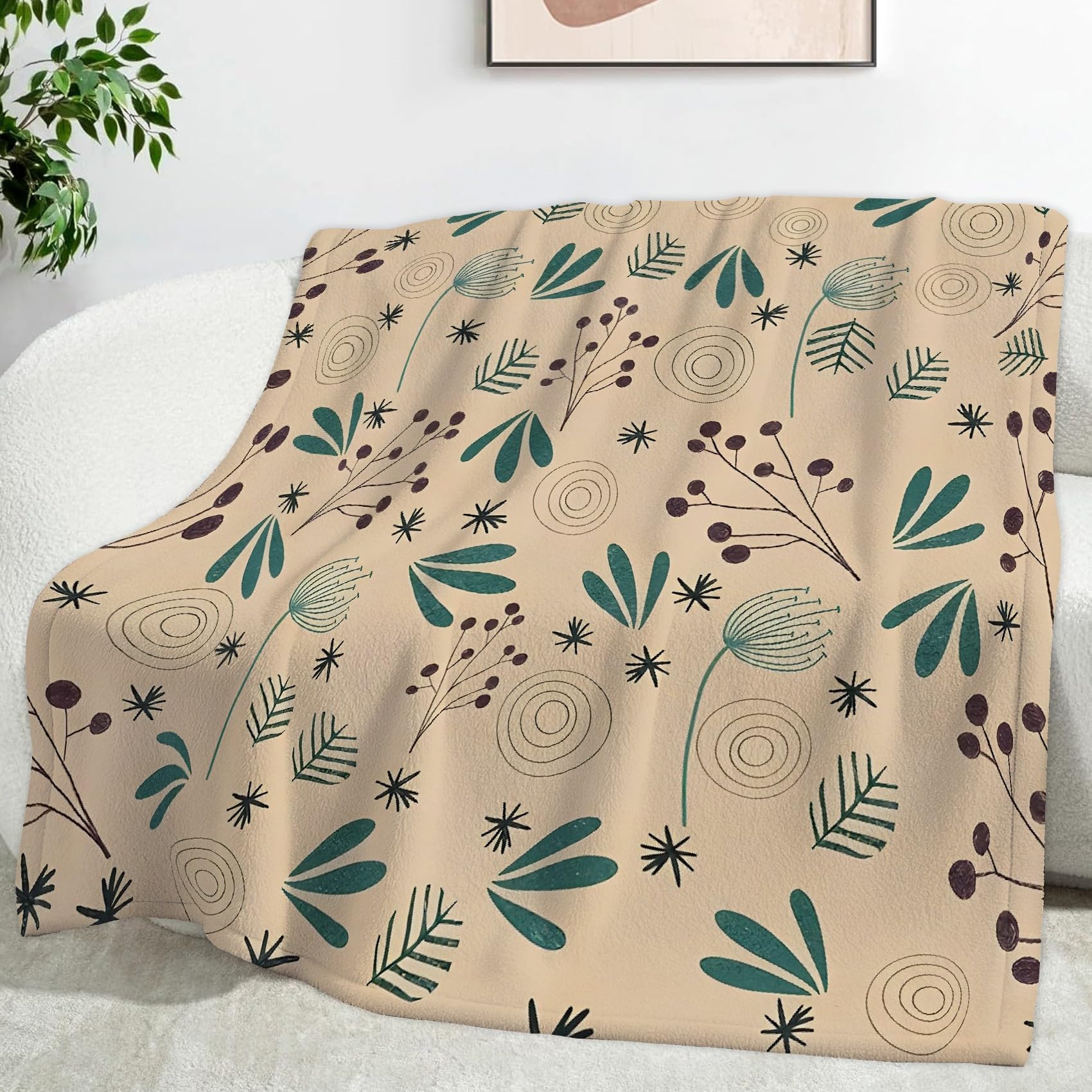 Couverture polaire 180 x 220 cm en microfibre isolante et légère style rétro