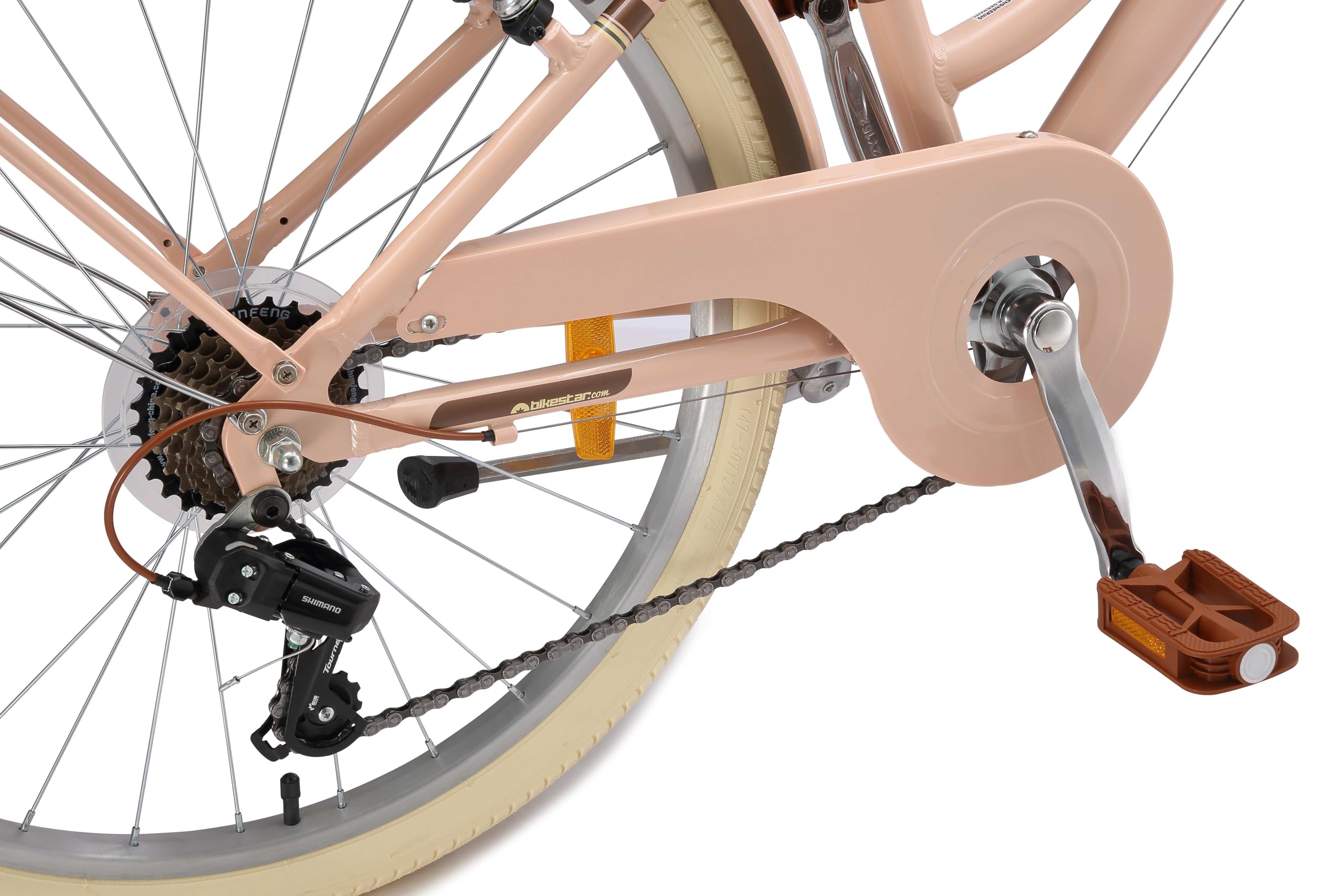 BIKESTAR Alu Kinderfahrrad ab 9-10 Jahre | 24 Zoll City Retro Bike, 7 Gänge, Korb, V-Bremse, Hollandrad | Risikofrei Testen