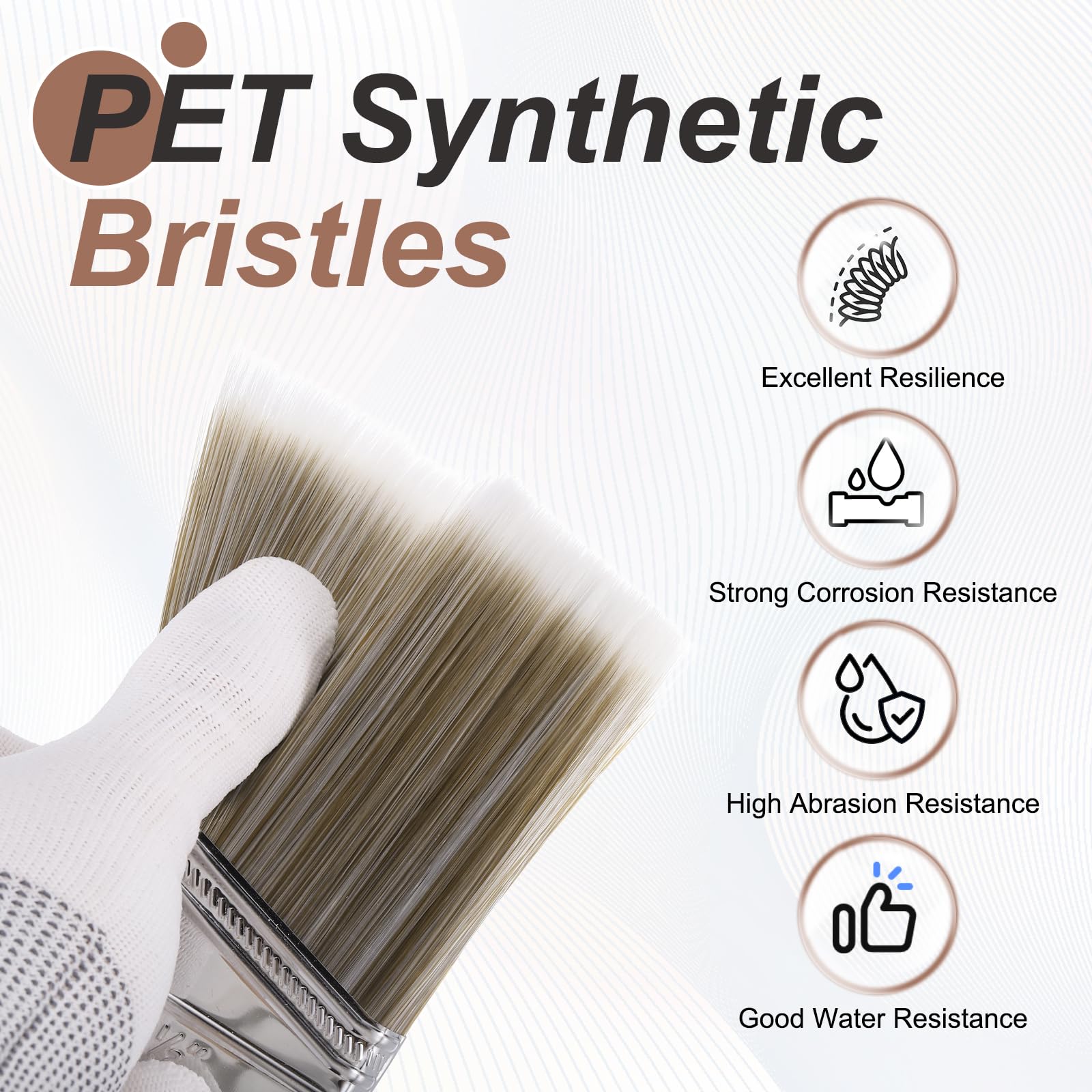 QUARKZMAN 12 Pz Pennelli Da Pittura 3", Pennello Angolare Lungo 12.4" Setole Sintetiche PET Con Manico In Legno, Pennello Senza Scheggiature Strumento Per Pittura Per Vernici Latex, Grigio