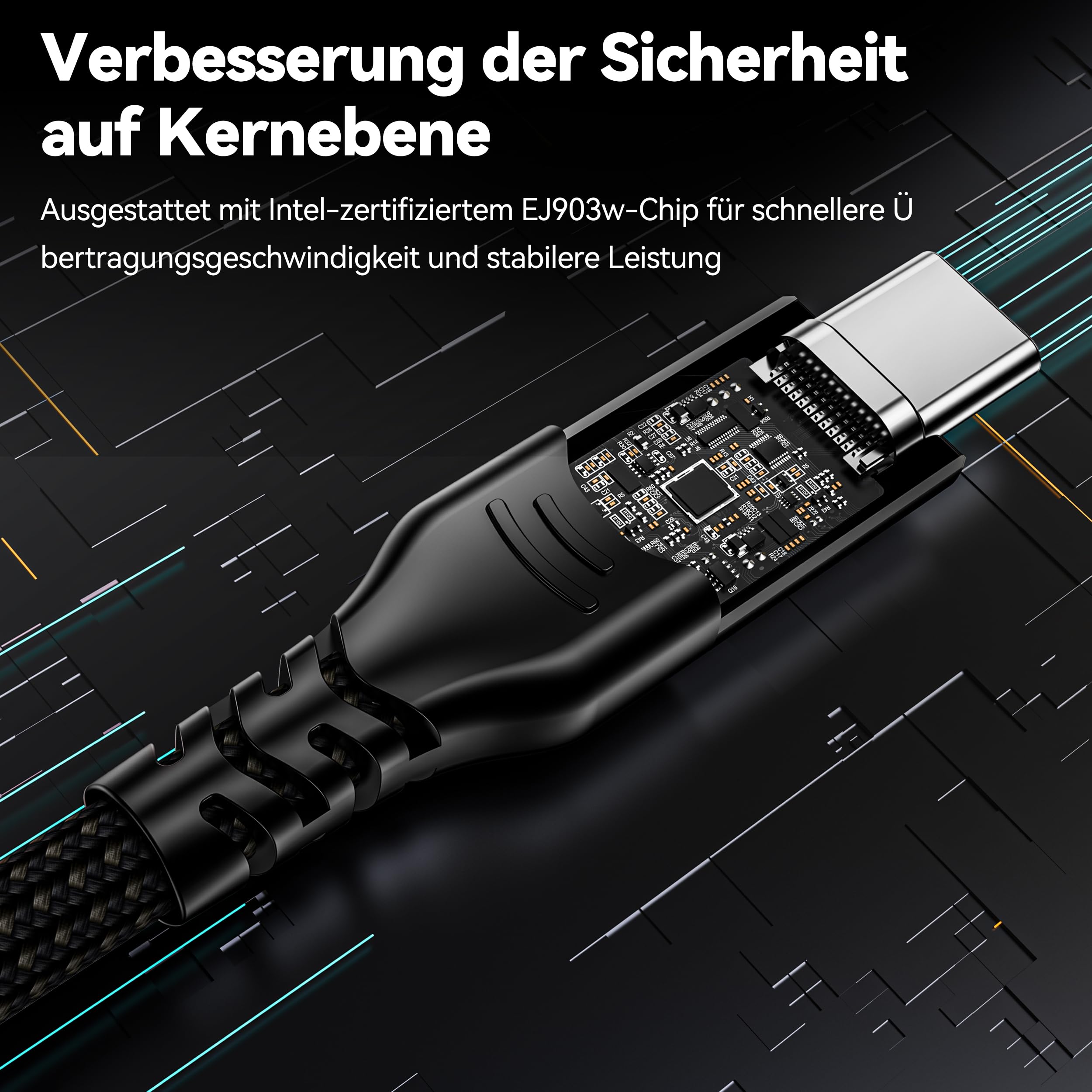 USB C Thunderbolt 4 kabel 40Gbps, szybkie ładowanie 100W kabel danych USB 4, 8K@60Hz kabel USB C na USB C do MacBook, stacji dokującej, PSSD, iPhone 16, laptopa, Android Auto, eGPU, 1,5m