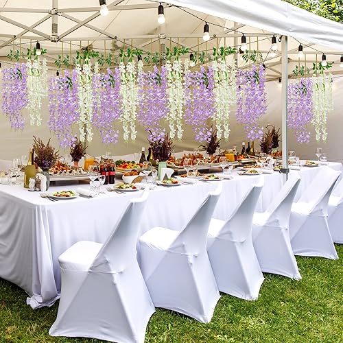 Miniatura 4 de Giegxin 36 piezas de flores artificiales colgantes de glicina artificial de 3.6 pies, guirnalda colgante de ratán de glicina artificial de vid para