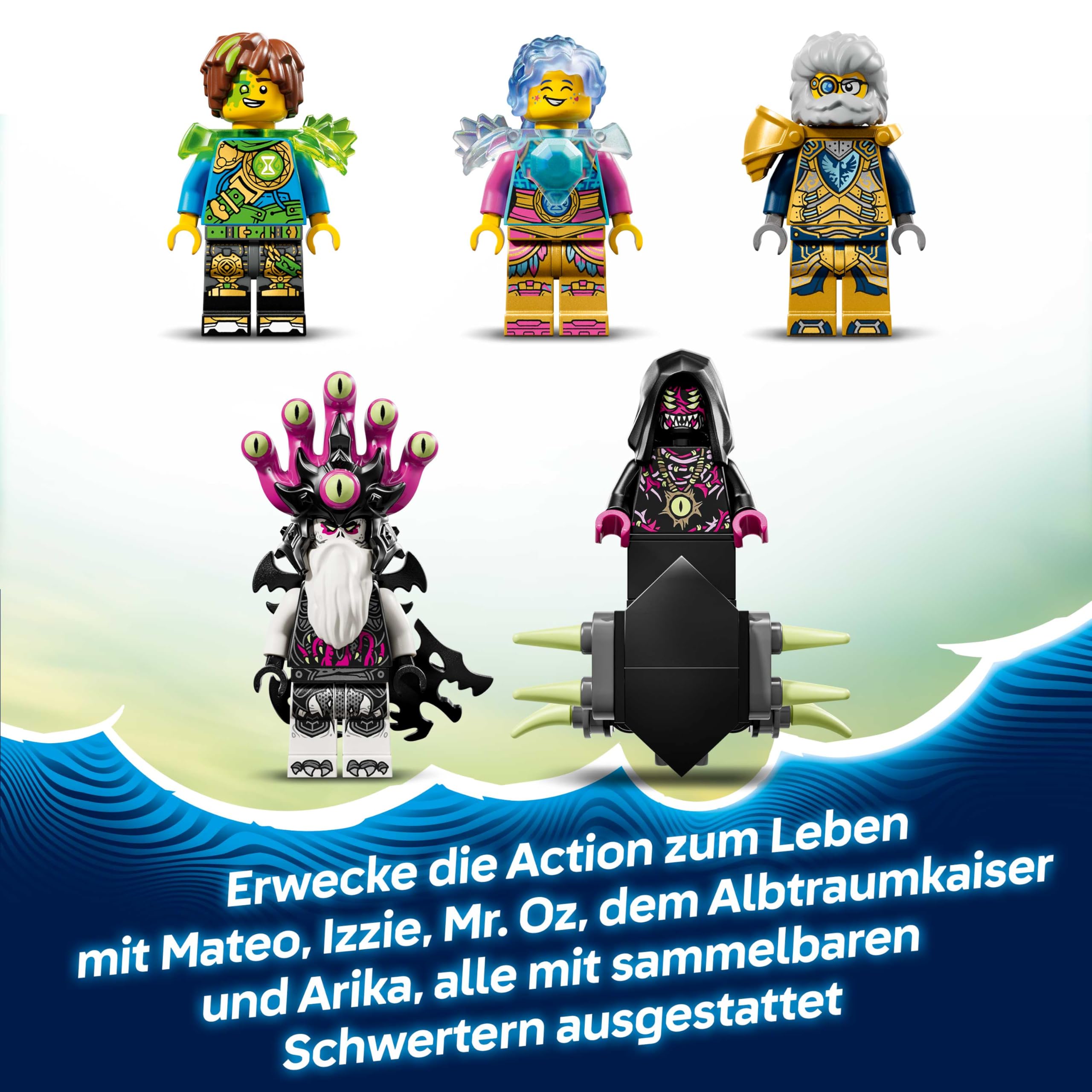 LEGO DREAMZzz 2in1 Tigerhai-Fahrzeug - Spielzeug verwandelbar in Piratenschiff mit Kanone - inkl. 5 Minifiguren und 2 sammelbaren Schatz-Kreaturen - Geschenk für Jungen ab 9 Jahren - 71515