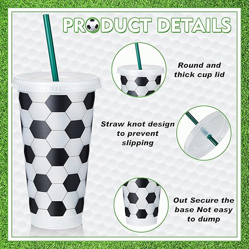 Miniatura 9 de Uiifan Vasos de plástico con tapa y pajita, vasos reutilizables de 24 onzas, regalos para hombres y mujeres, suministros de fiesta de cumpleaños,