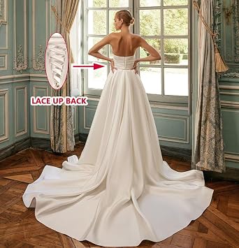 Changuan Strapless Satin Prom Dresses for Women 2026 Ruched Wedding Dress Long Ball Gown A-line Formal Gowns with Slit