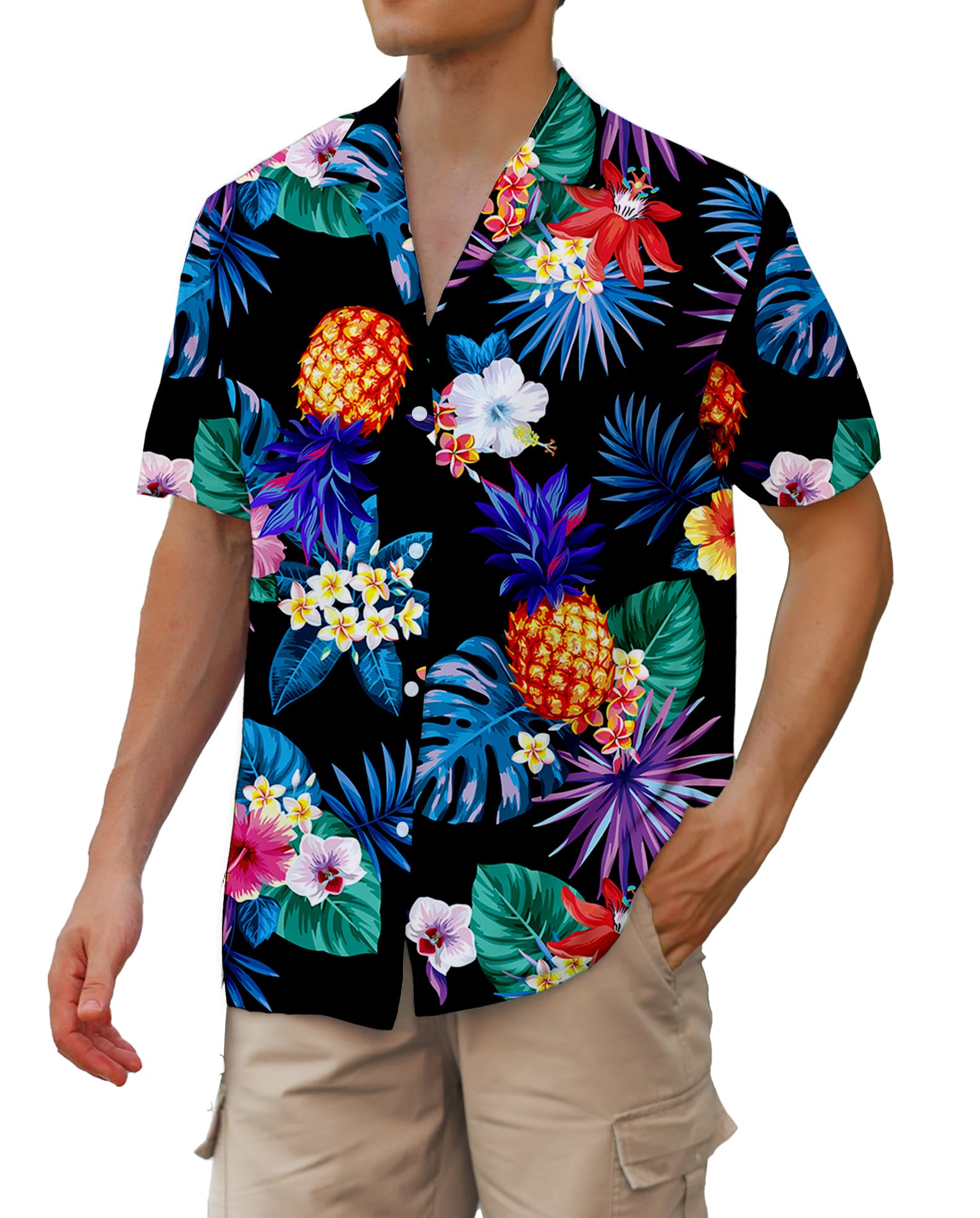 Cromoncent Hawaiian Shirt for Boy&amp;Men Short Sleeve Cuban Collar Tropical Holiday Summer Beach Shirts