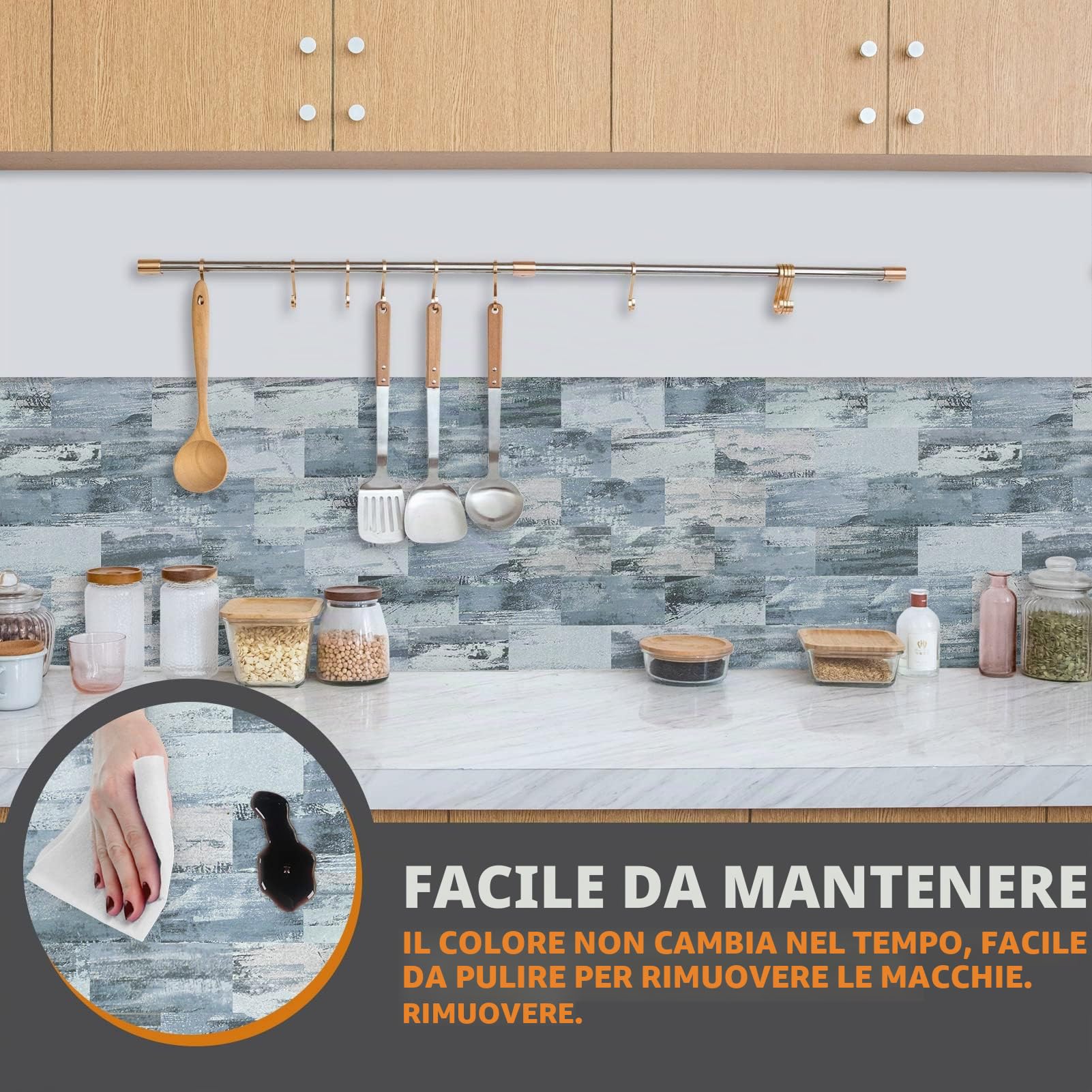 LZQ 10 fogli di piastrelle adesive per piastrelle, piastrelle da cucina, piastrelle adesive, piastrelle da cucina, impermeabili, per paraschizzi, per cucina, bagno (tipo C)