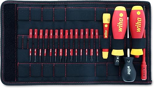 Wiha 28781 Juego de 20 piezas de par de torque aislado Vario-S (10-50 pulgadaslibras) y juego de cuchillas SlimLine