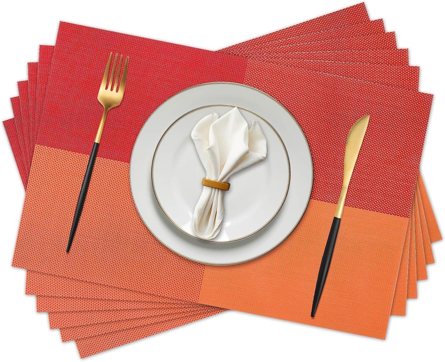 Placemats Set of 6 Dining Table Place Mats | Placemats Table Mat PVC Material | Non-Slip Heat Resistant | Dining Tablemates Washable Anti-Skid | Size 45 x 30cm (Black White Lattice Block) — Amazon image 16