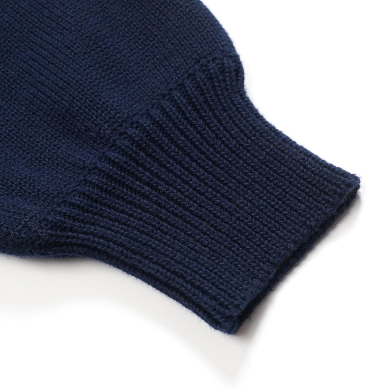 OXKNIT Women's Knit Long Sleeves Sweaters, Retro Florals Pattern Dark Blue Crewneck Bubble Sleeves Pullover Top - Image 5