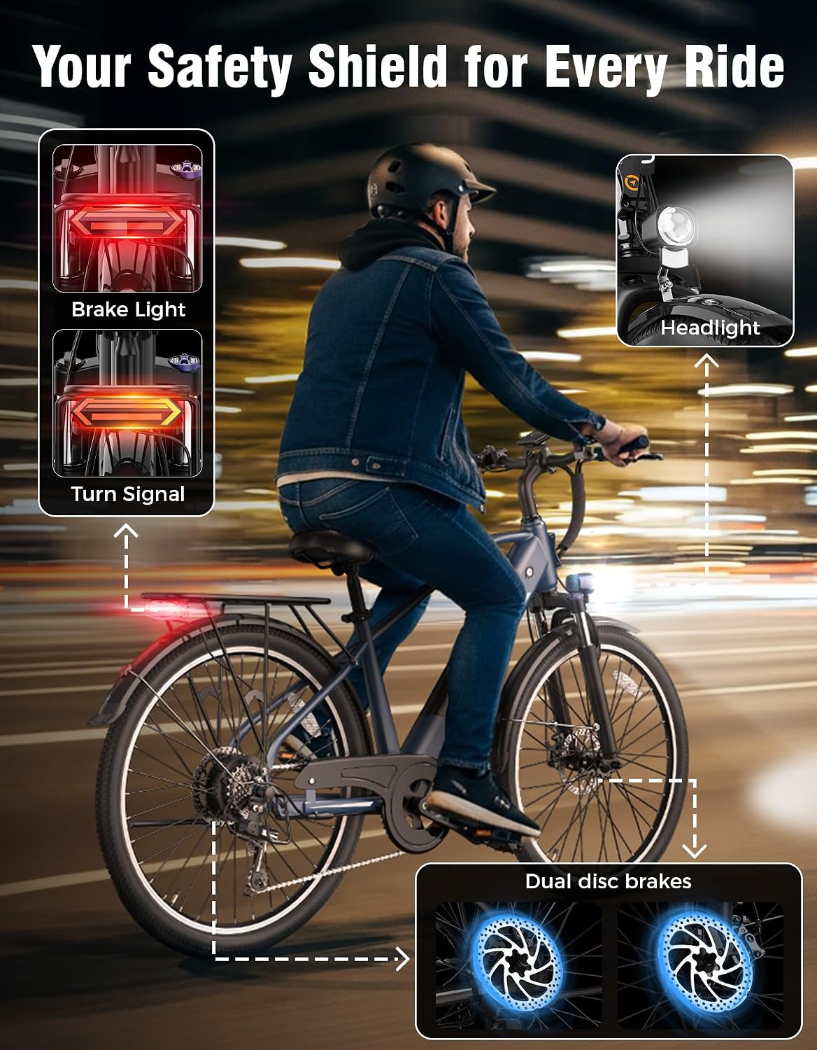 Jasion Roamer/ST Electric Bike for Adults, 26" Commuter Ebike 1200W 528WH Removable Battery, 28MPH 40-62miles, Electric Bicycles for Women/Man, UL2849 Certified thumbnail