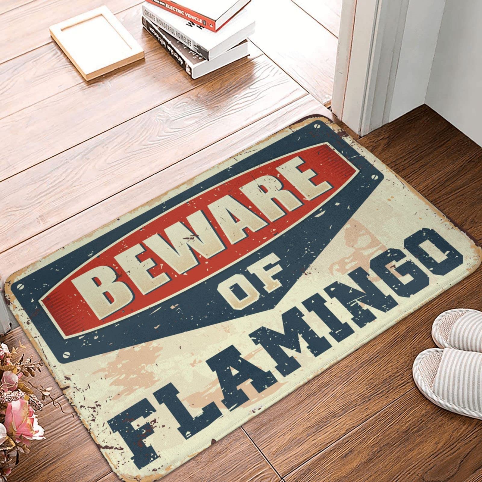 Paillasson extérieur humour attention au flamant rose tapis de porte résistant 50x80