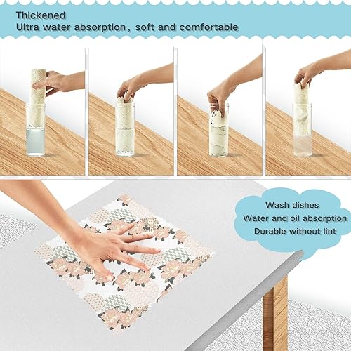 Miniatura 3 de linqin Circle Peony Flowers 6 Pack Quick Dry Microfiber Towels for Kitchen Decor Cotton Dish Tea Towels Reusable for Restaurant Oven