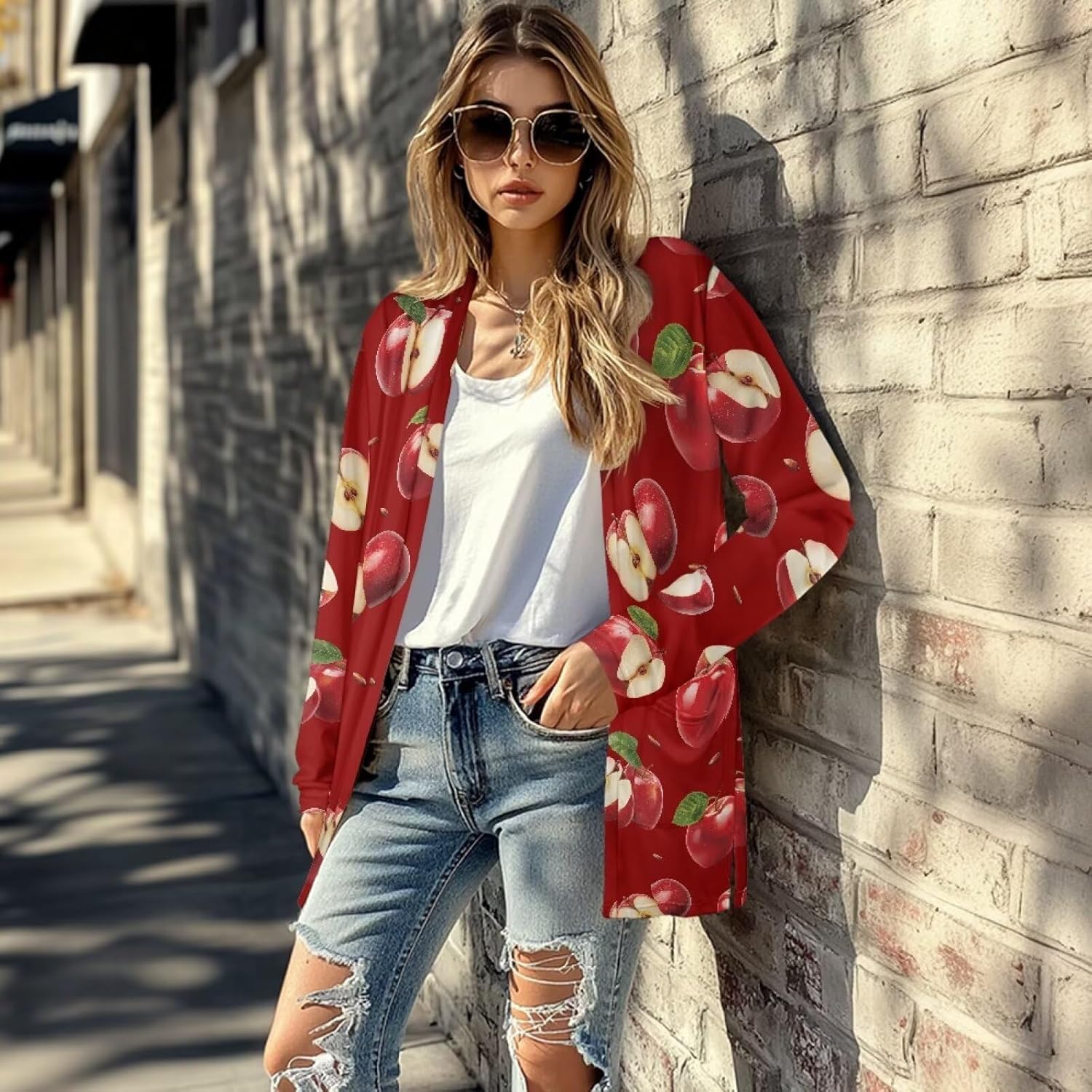 KEIAHUAN Women Cardigan Lightweight Open-Front Cardigan Sweaters Long Sleeve Kimonos Tops with Pocket