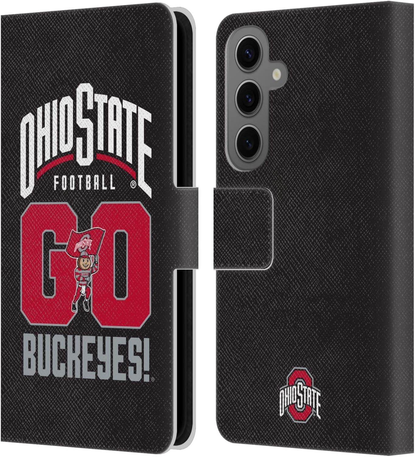 Head Case Designs Officially Licensed Ohio State University Go Buckeyes Football Graphics Leather Wallet Case Compatible with Samsung Galaxy S25