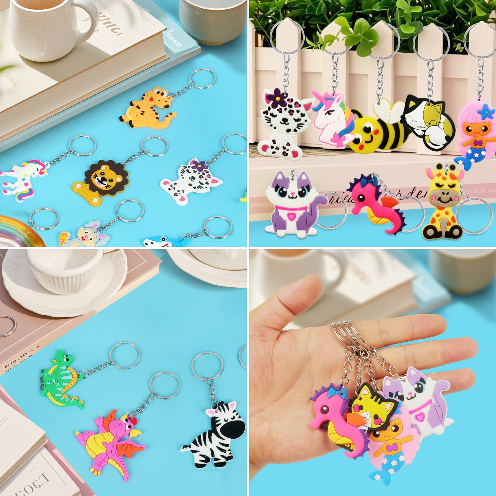 MisFun 20 Stuks Dierensleutelhangers Voor Kinderen – PVC, 3,8 Cm, Cartoonfiguren, Licht En Zacht, Voor Tassen En Sleutels