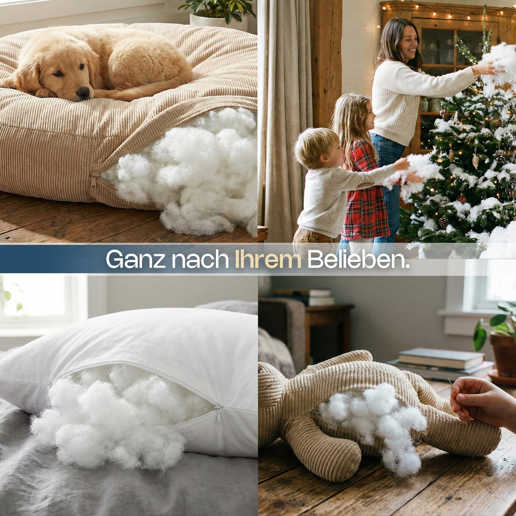 SuperKissen24. Silikon Polyester Watte - hochflauschig Kissenfüllung - Stopfwatte - Füllmaterial für Kissen - Bastelwatte - Füllwatte - 3 KG