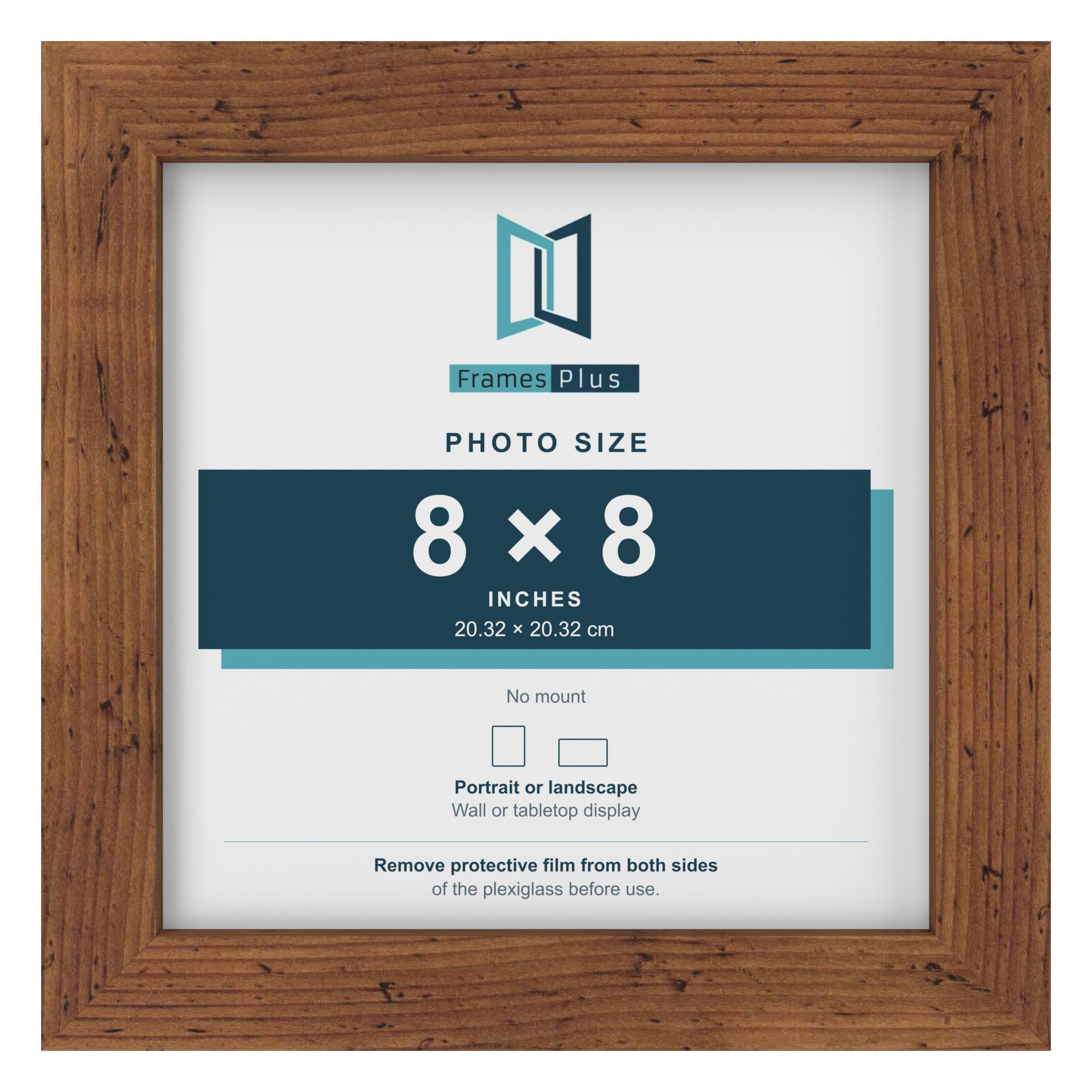 FramesPlus 8x8 Inch Square Picture Frame, Rustic, Modern Photo Frame