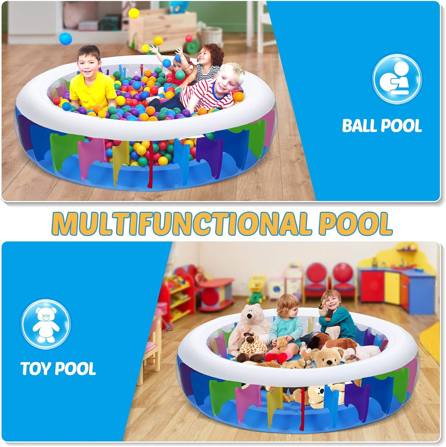 Kids Inflatable Swimming Pool with Sprinkler - 70.8 X 70.8 X 15.7 Round Inflatable Pool- Outdoor Garden Backyard Supply