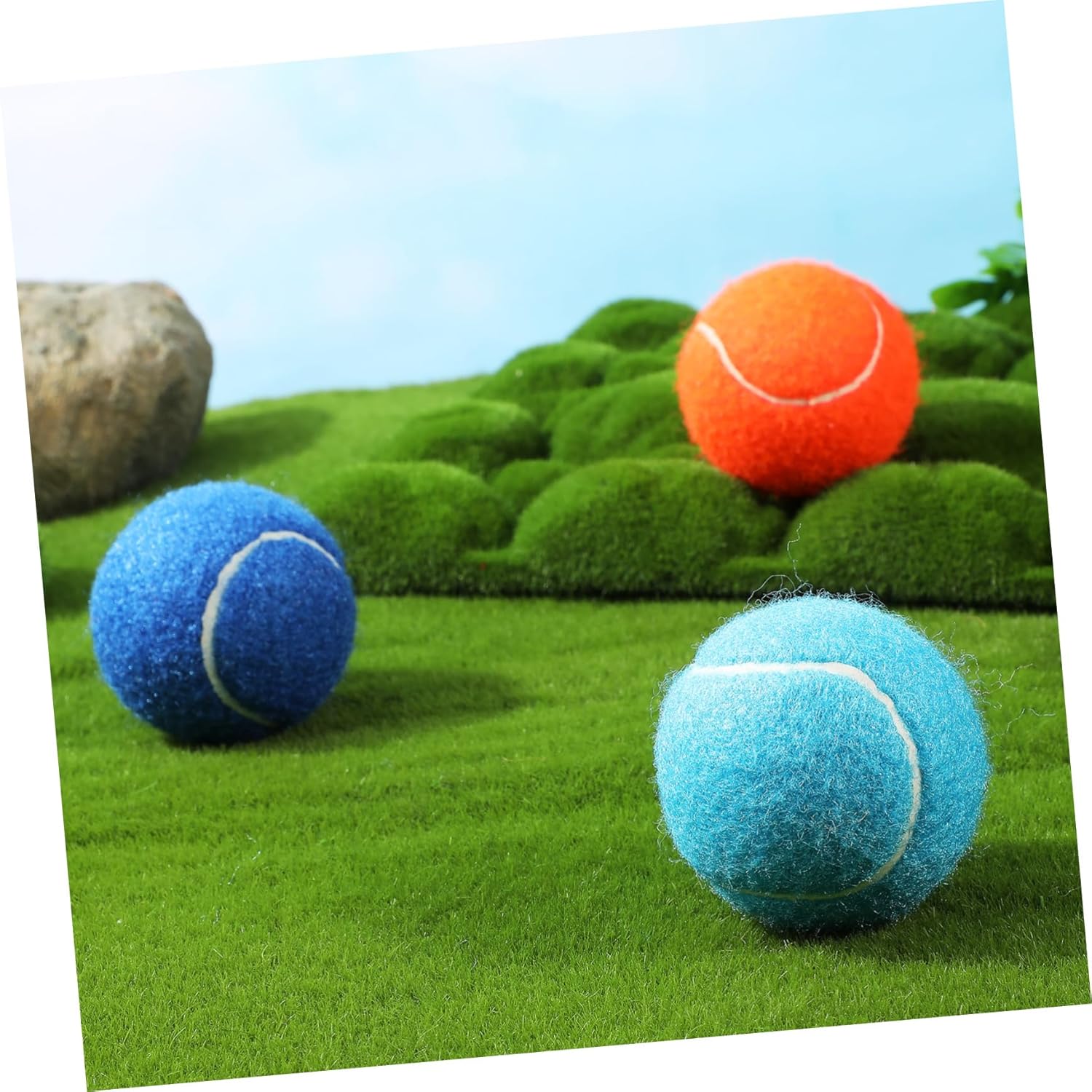 COLLBATH 12pcs Dog Tennis for Training and Play Safe Non-Abrasive with Mesh Bag for Dogs and Puppies
