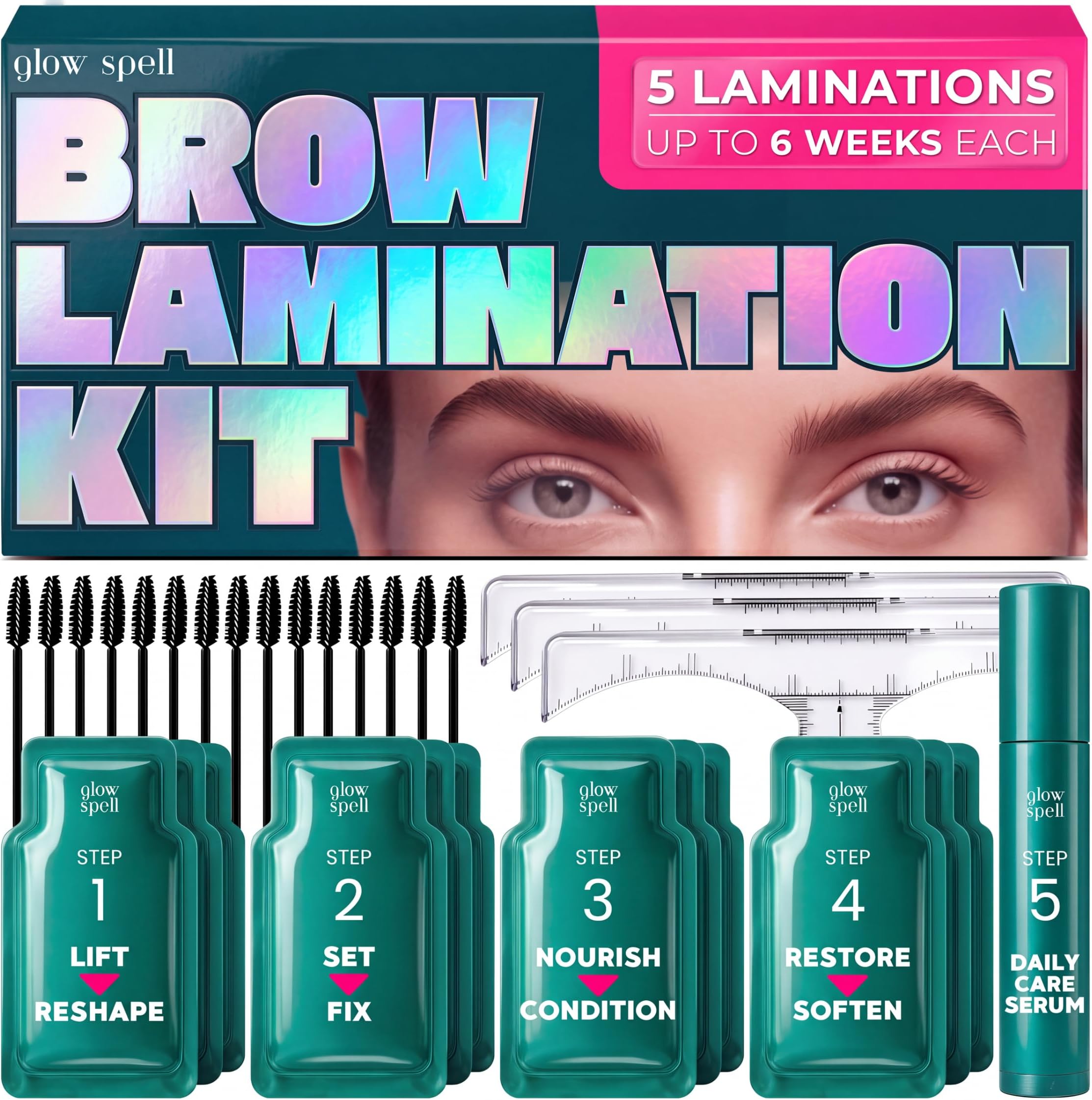 Brow Lamination Kit – PRO At Home Lift Kit with Mapping Rulers