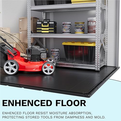 Miniatura 3 de Devoko Cobertizo de almacenamiento para exteriores de 6 x 4 pies, cobertizo de herramientas de resina con cerradura con ventana y suelo, fácil