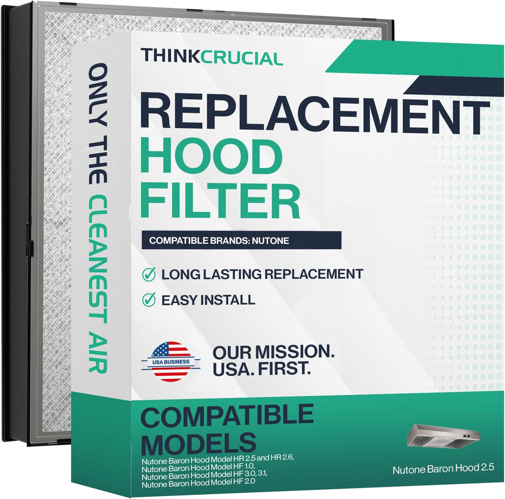 Replacement Hood Filters Compatible With Nutone Part #ACCGSFHP2, 1-Year Supply HEPA Style Pre Filter Kit Parts -Models: HF 1.0, HF 2.0, HF 3.0, HF 3.1, HR 2.5 and HR 2.6 - by Think Crucial (1 Pack)