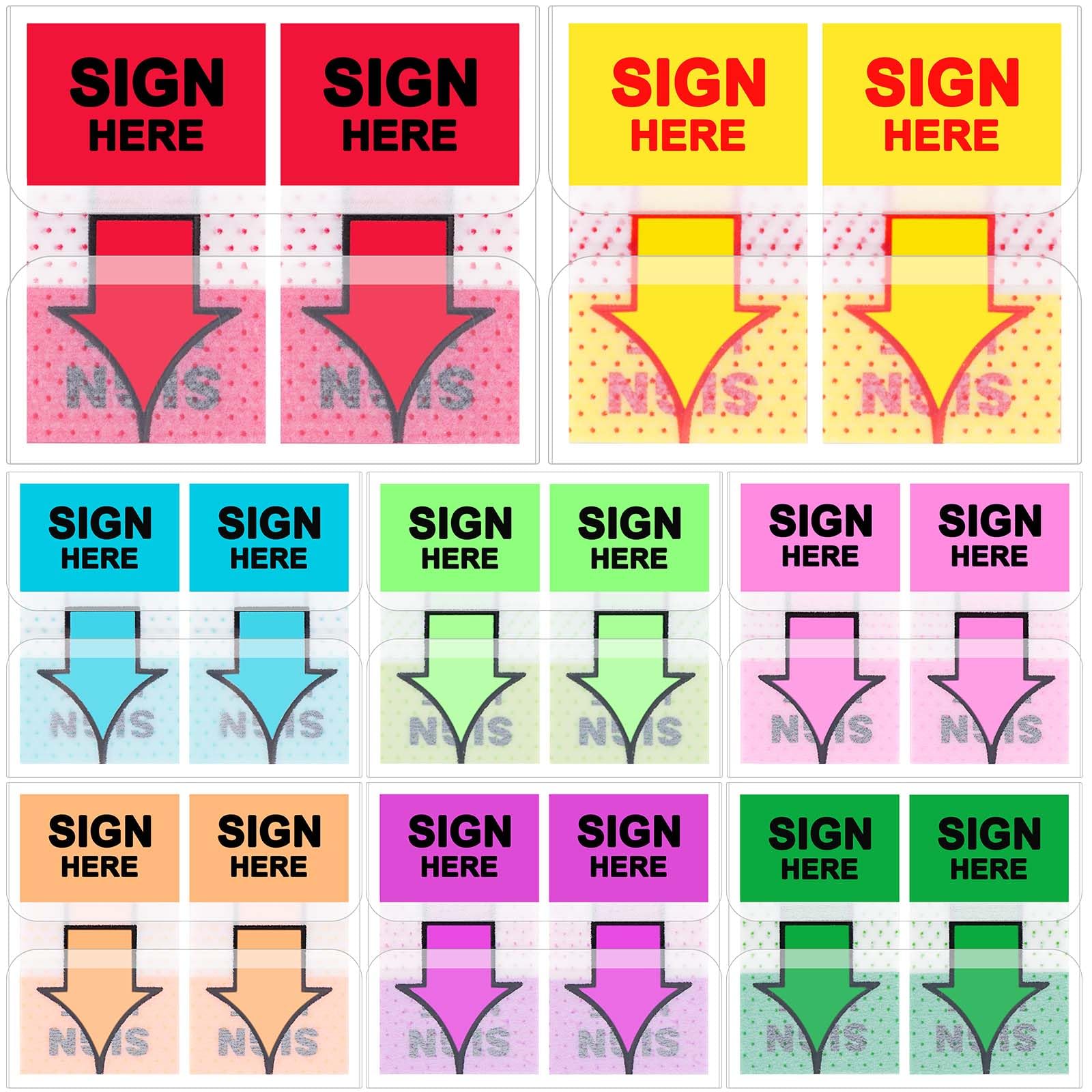 8 Colors Sign Here Tabs &amp; Stickers, Premium Adhesive Arrow Labels - Sign Here Post it Flags, 400 PCS Stickers Notes for Document Marking, Book Annotation, Notary Supplies, Office Filing &amp; School