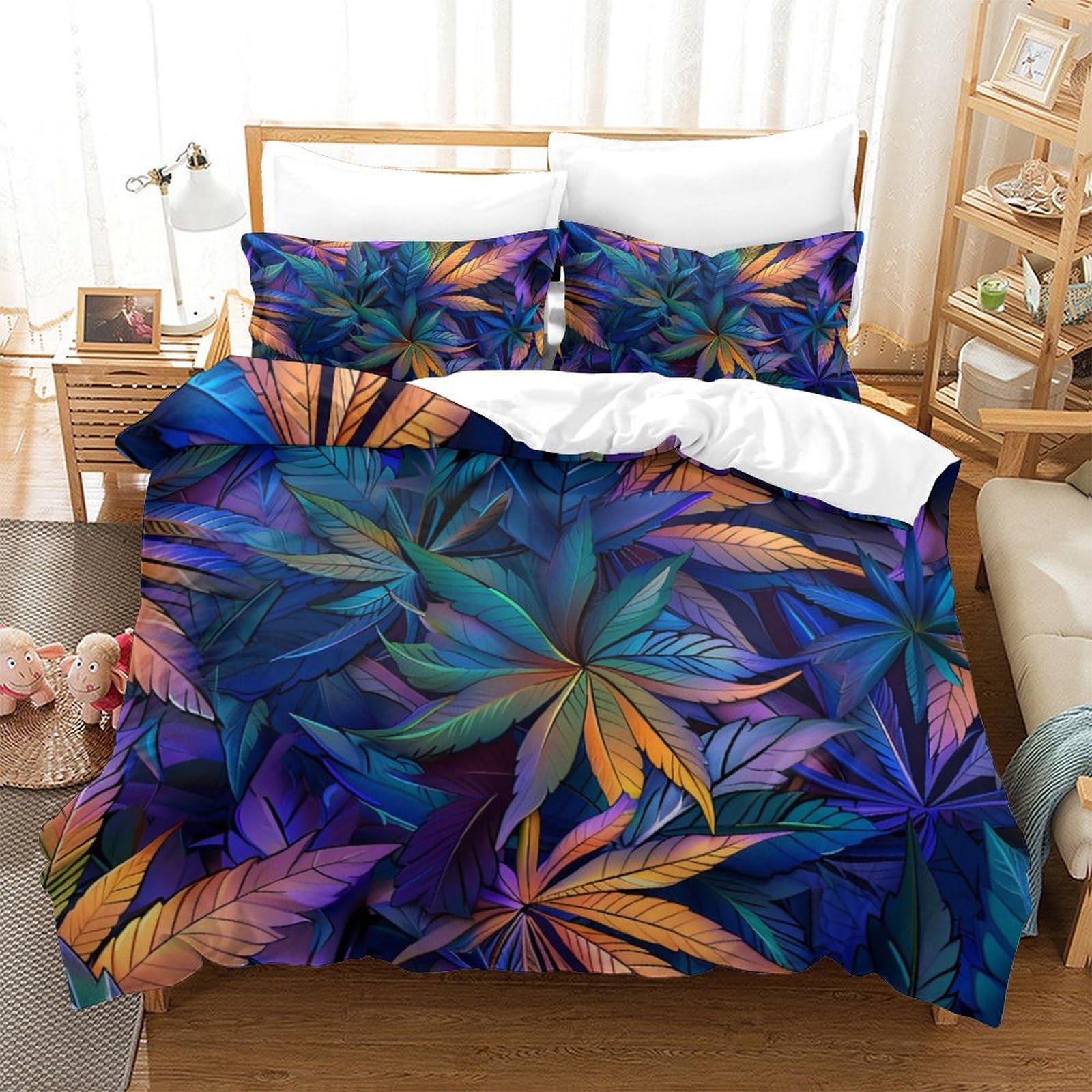 Housse de couette Super King en microfibre 3D pour éliminer les plis et les draps rudes