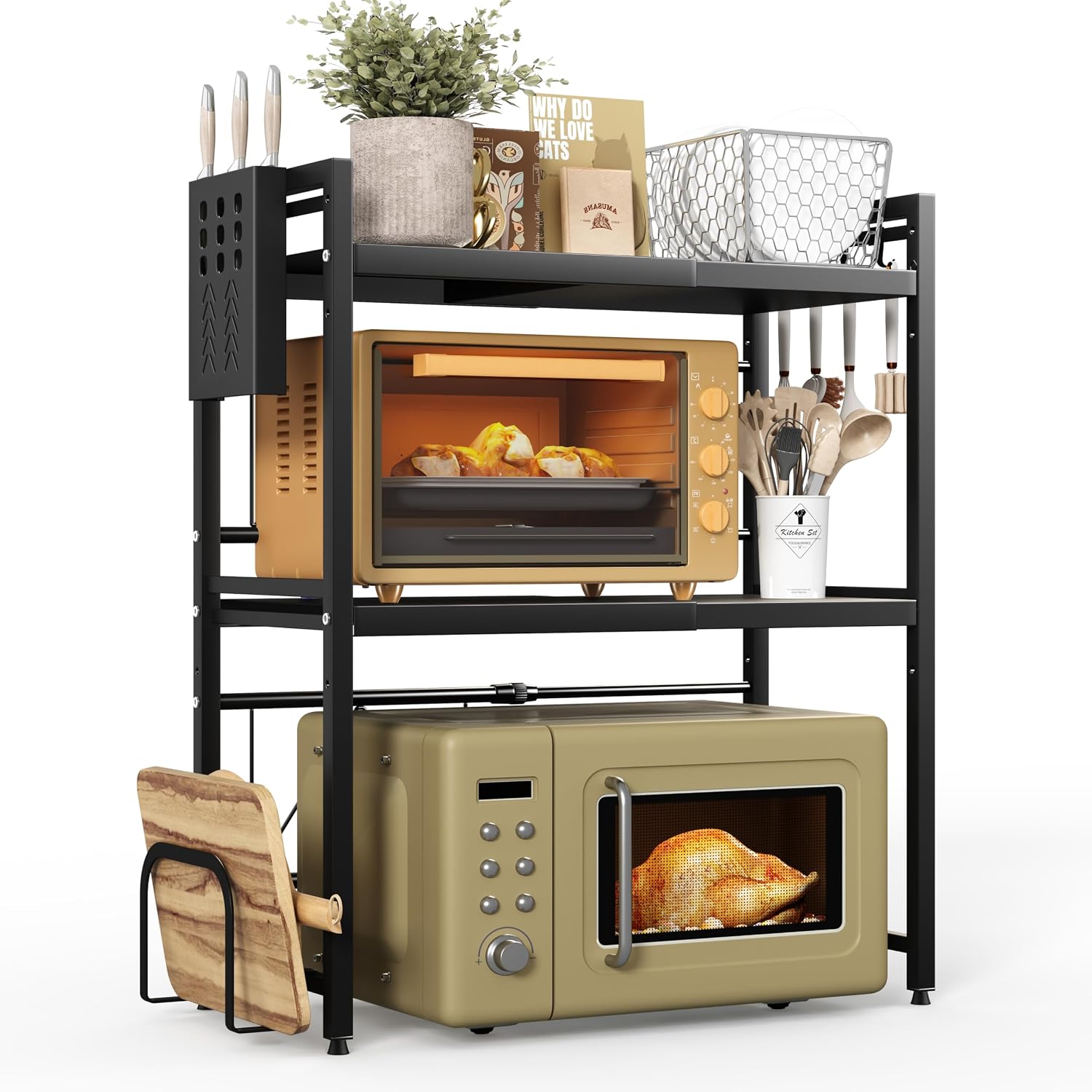 NETEL 3 Tier Expandable Microwave Stand countertop,Microwave Oven Rack