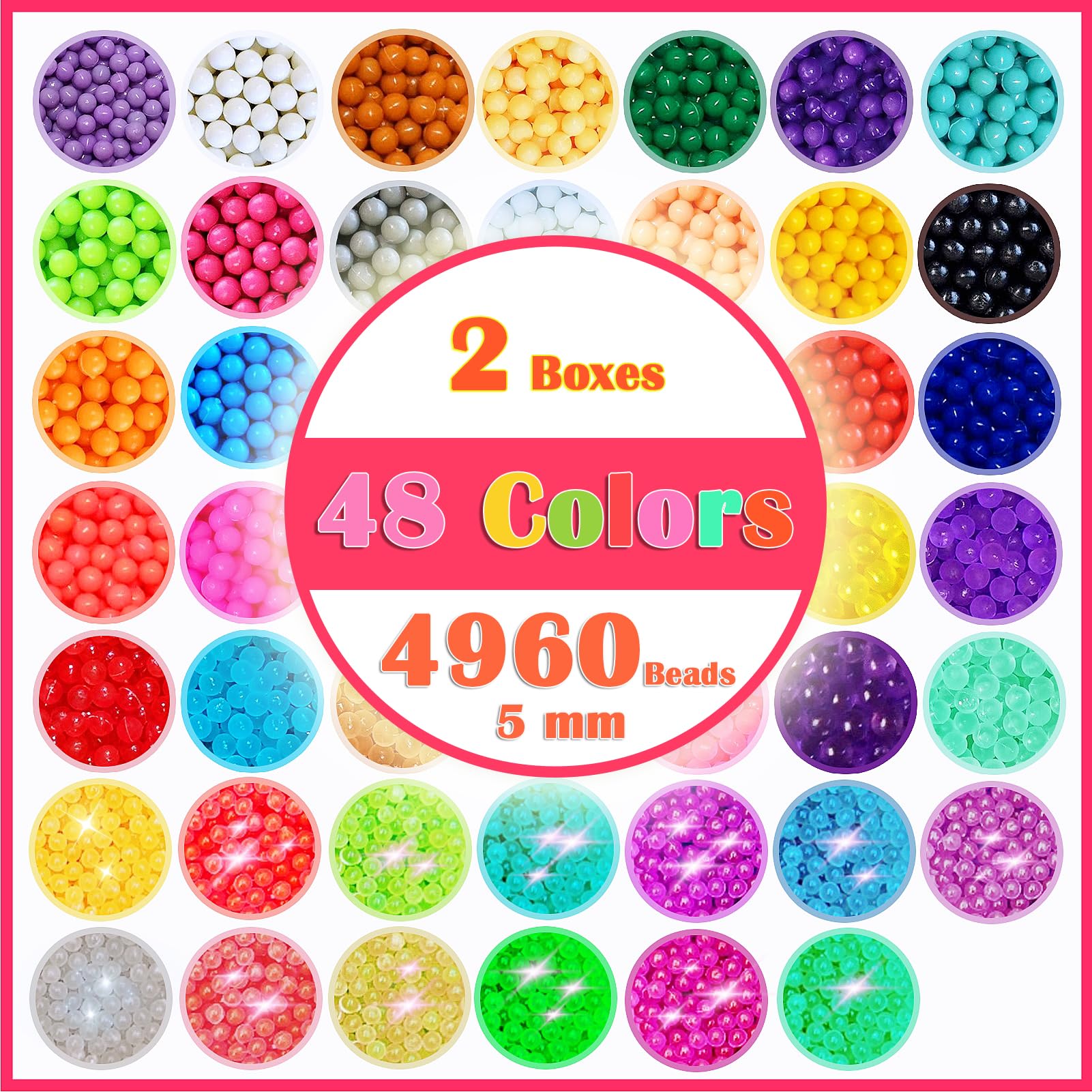 Non-Iron Fuse Beads Kit - 48 Vibrant Colors - 4960 Beads with 12 Glow-in-Dark Arts and Crafts Bundle - Image 4