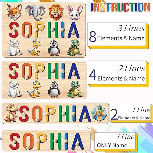 Vista 36 de Rompecabezas de nombres para niños, rompecabezas con nombre personalizado para niños pequeños, regalos de Pascua, rompecabezas de madera con nombre