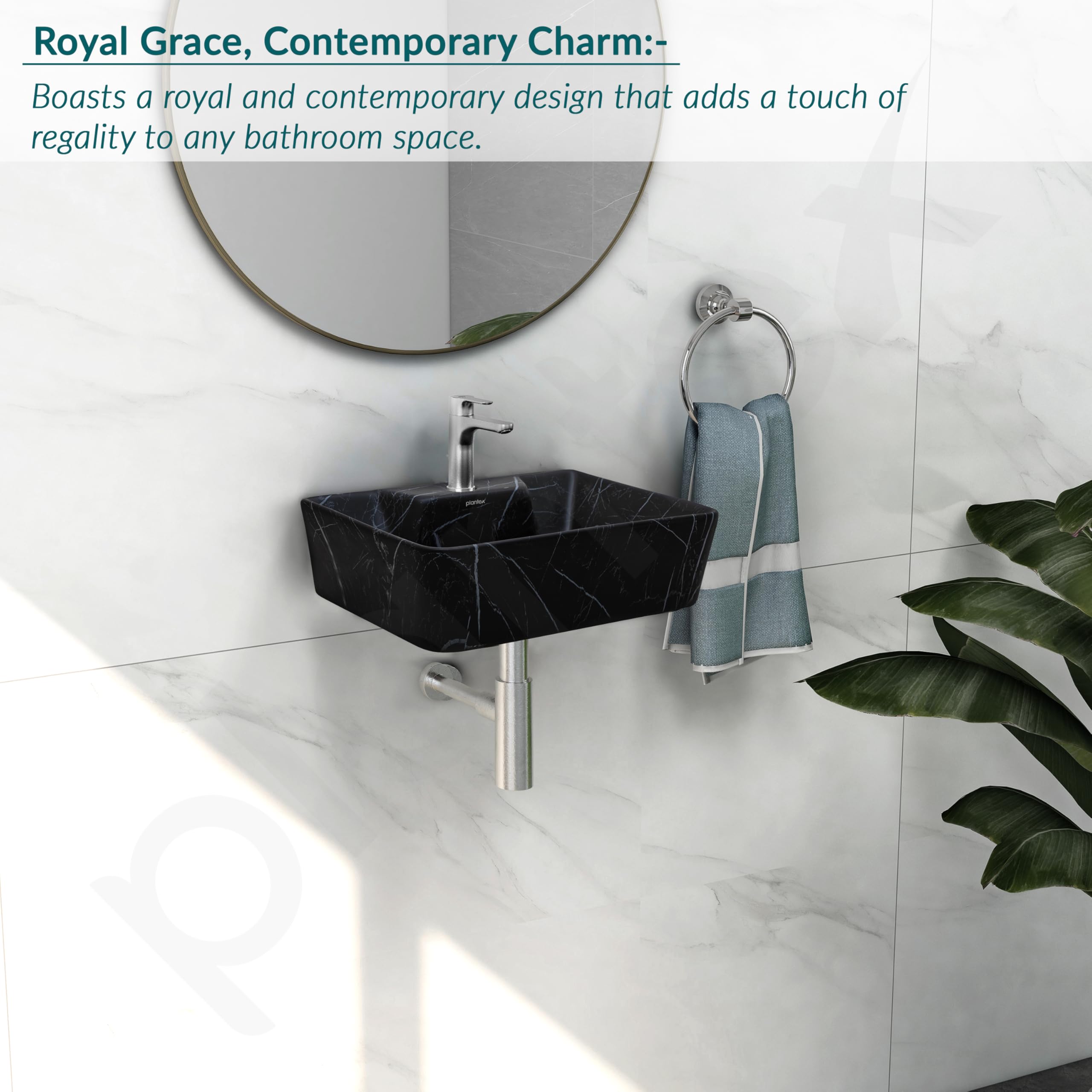 Plantex Ceramic Wash Basin - Black -2