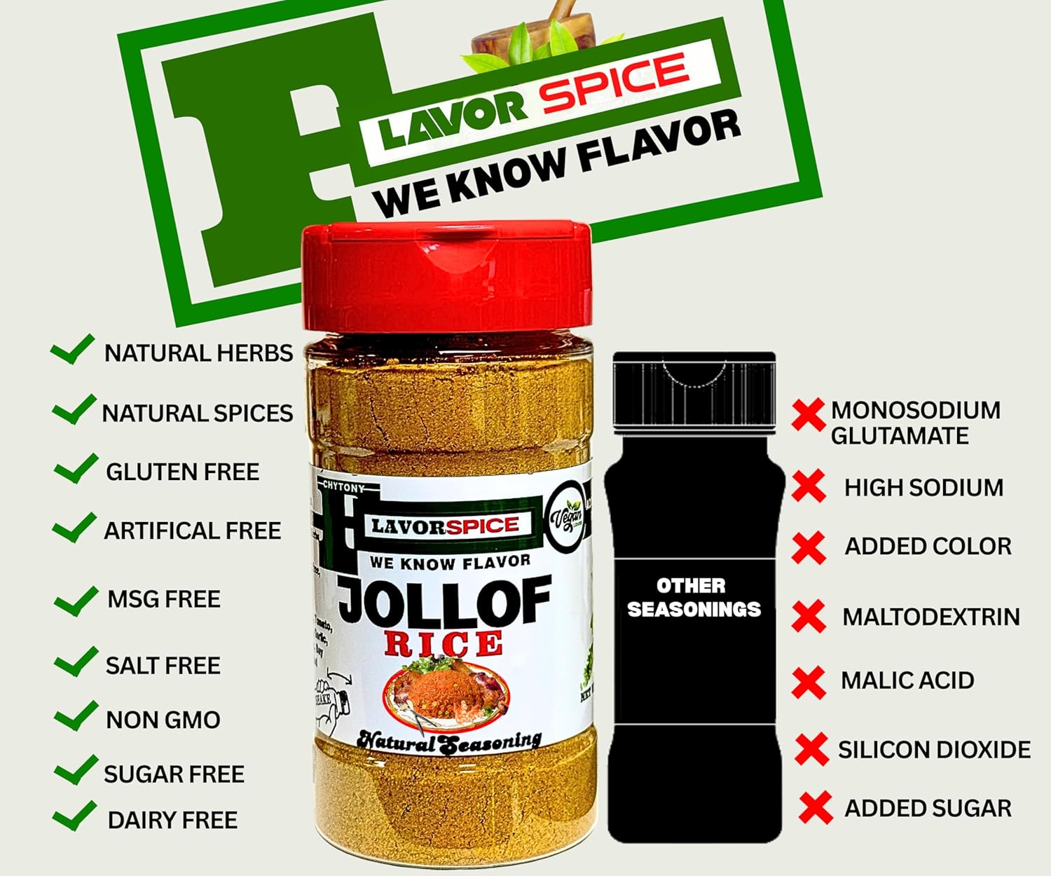 Parboiled Rice 50LB | 1 Free Flavor Spice Jar Jollof Rice Seasoning | crafted with 100% natural & spice with no added artifical, No salt, No Sugar, No MSG