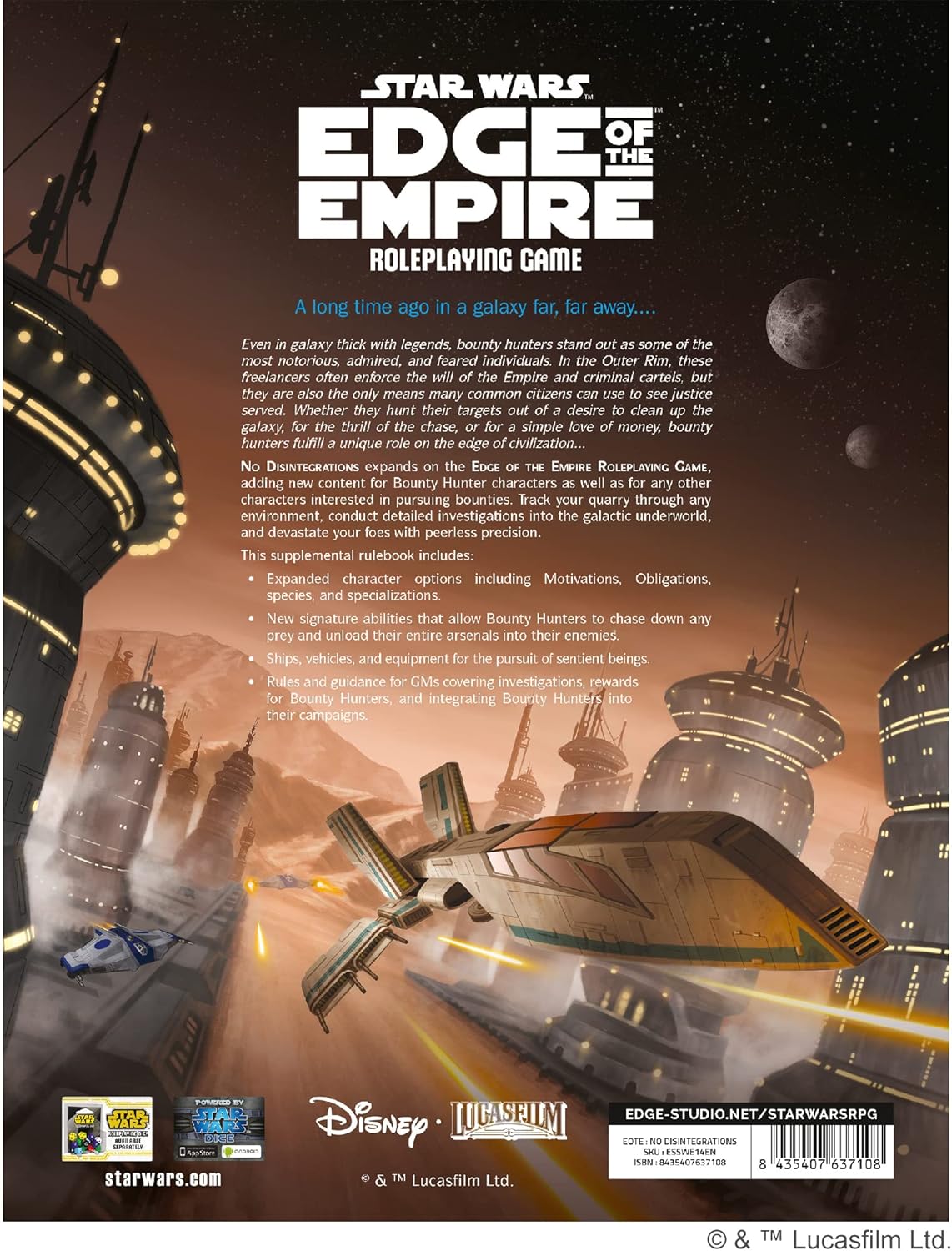 Asmodee Star Wars Edge of The Empire No Disintegrations SOURCEBOOK | Roleplaying Game | Strategy Game for Adults and Kids | Ages 10+ | 3-5 Players | Average Playtime 1 Hour | Made by Edge Studio