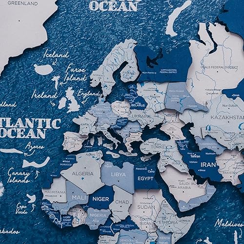 Miniatura 5 de ENJOY THE WOOD Framed World Map Wall Art Wood Travel Decor 3D World Map On Board Wall Rustic Decoration Housewarming Gift (Medium, Board, Cruise)