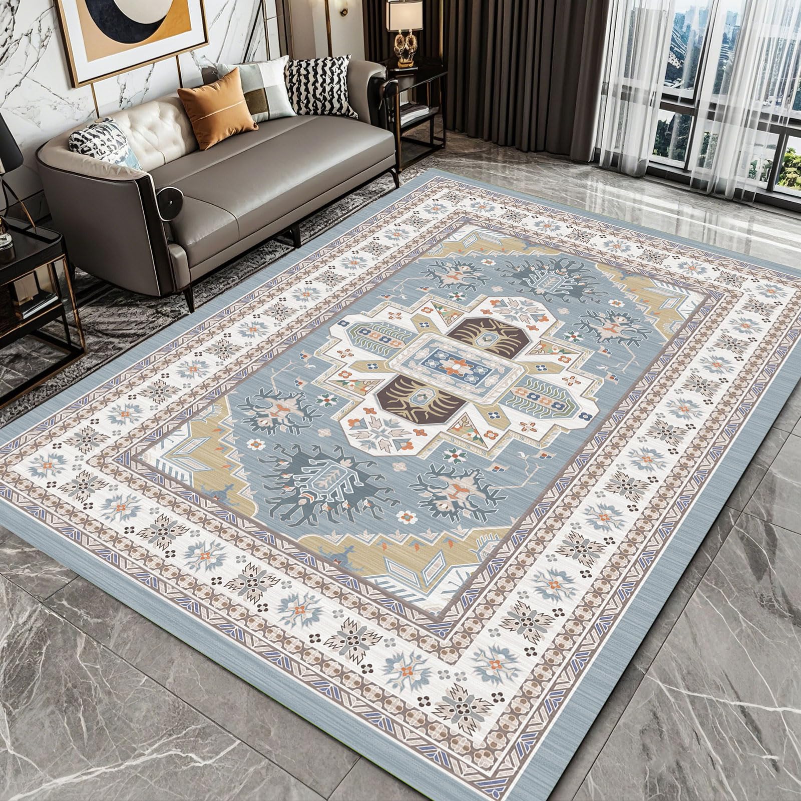 Tapis bohème pour Salon Tapis Salon Lavable Machine 160 x 230 cm