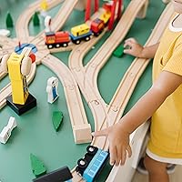 Vista 6 de Melissa & Doug Juego de ferrocarril de madera, 130 piezas
