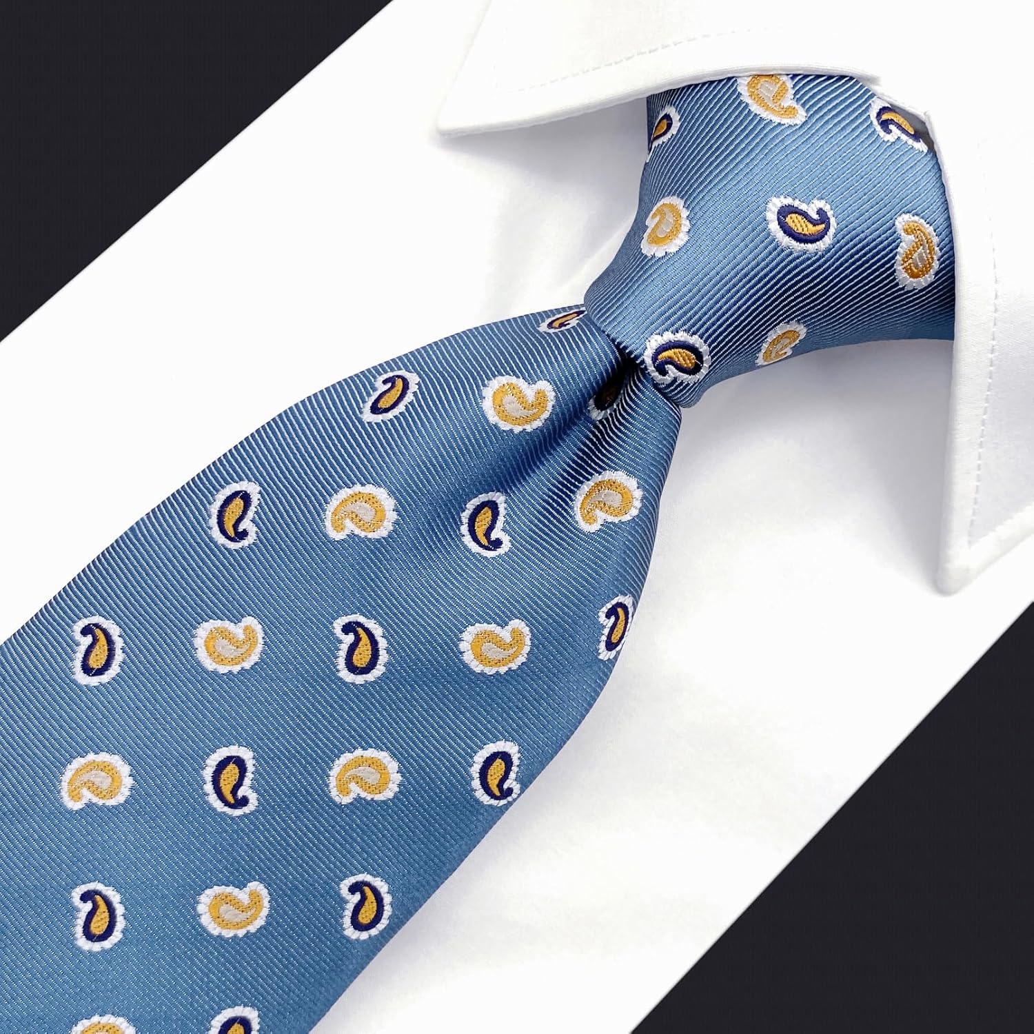 S&W SHLAX&WING Paisley Mens Ties Necktie Brown Blue for Suits Business Wedding - Image 3